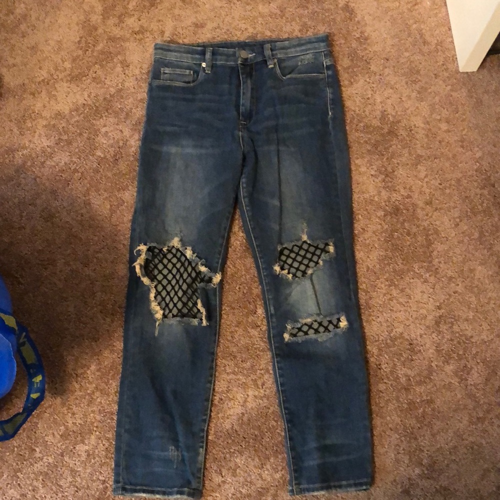 High Wasted Blank-NYC ripped jeans